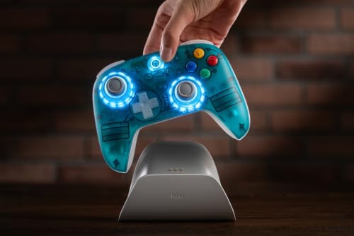 Image of 8BitDo Ultimate 2 Wireless Controller for Windows PC, Apple, Steam & Android, Gaming Controller with TMR Joysticks, Hall /Tactile Triggers, Motion Control, RGB Fire Ring, 1000Hz Polling Rate, Clear Blue