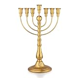 Hanukkah Menorah 7 Branch,Decorative Menorahs Candle Holder for Chanukah,7 Arm Candlestick Holder Ceremony Candlelight Set of 1(Gold)