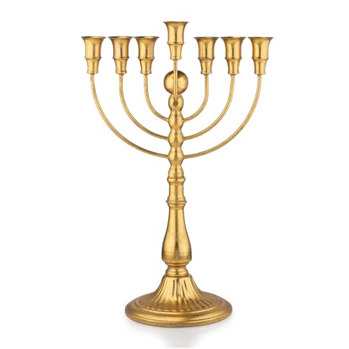 Hanukkah Menorah 7 Branch,Decorative Menorahs Candle Holder for Chanukah,7 Arm Candlestick Holder Ceremony Candlelight Set of 1(Gold)