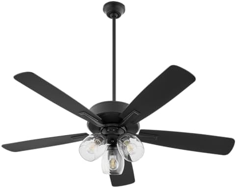 5 Blade Ceiling Fan with 3 Light Kit-12.5 Inch Tall and 52 Inch Wide-Matte Black Finish-Walnut/Matte Black Blade Color Quorum Lighting 4525-03159