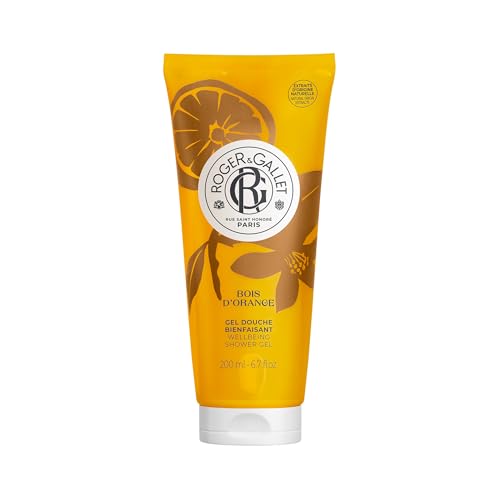 Roger&Gallet - Gel douche Parfumé Bois d’Orange - Notes d’Orange Amère, petit grain, patchouli, cèdre - Enrichi en aloe vera - Mousse onctueuse et...