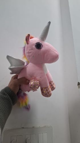 Image of Toyshine 27cm Unicorn Soft Toy | Cute Plush Unicorn with Glitter Hooves & Rainbow Tail | Ultra Soft Cuddle Toy for Kids Boys Girls Room Decor - Pink