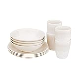 BUTLERS Geschirrset 4 Personen ATLANTIS Steinzeug Geschirr Set 12-tlg. Kombiservice | Tassen 300ml Schalen 550ml Teller 23cm | Farbverlauf mit Boho-Stil | Mikrowellen- & spülmaschinenfest