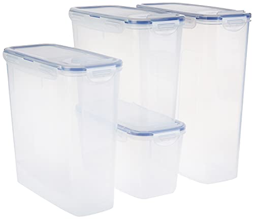 Lock & Lock Easy Essentials Food Storage Bin Set for Pasta, Flour, Sugar/Airtight Container Lids/BPA-Free/Dishwasher Safe, 8 Piece - Clear by LocknLock - Used condition - US$30.01