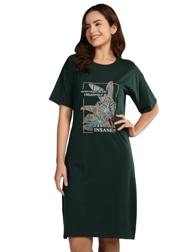 Image of Duchess Cotton Half Sleeve Oversized T-Shirts for Women| Nighty - Loose Fit Tee with Pocket
