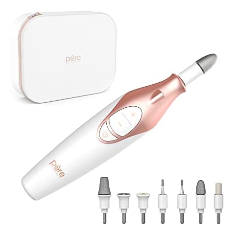 Pure Enrichment® PureNails™ Luxe Rechargeable Manicure Set - Cordless Portable Electric Nail Drill for Acrylic Gel Nails, Manicure Pedicure with 9 Sapphire Filing Attachments and LED Grooming Light Cover