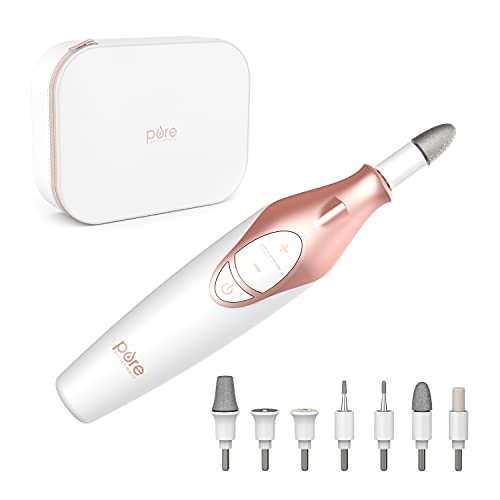 Pure Enrichment PureNails Luxe Rechargeable Manicure Set - 12-Piece Cordless Electric Nail Drill with 9 Sapphire Filing Attachments, Multiple Speeds with LED Grooming Light - Includes Storage Bag