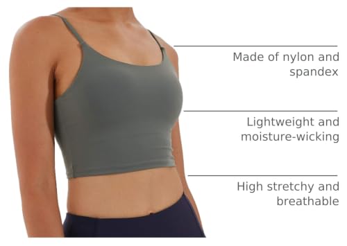 Image of Women's Strappy Stretch Sports Bra Longline Yoga Tank Top Fitness Bra Workout Camisole Crop Tops for Teen Girl