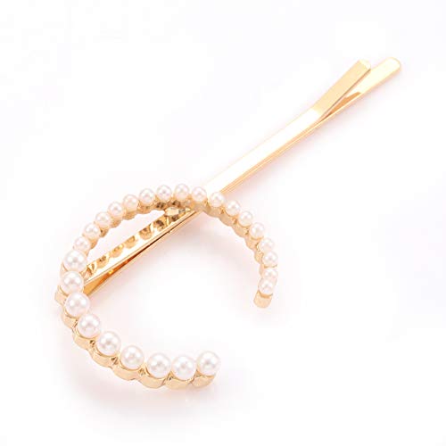Vogueknock Pearl Initial Letter Hair Clips Gold Slide On Bobby Pin Hair Pins Accessory for Women Girls Wedding Party Hair Decor (C) Nebraska 