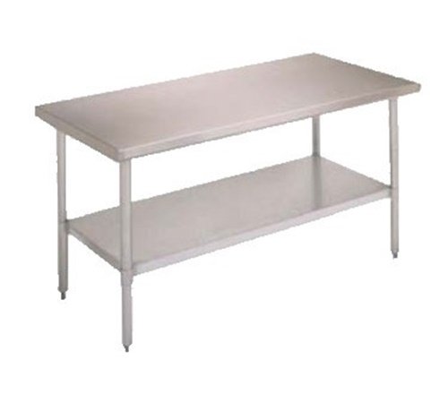 John Boos E Series Stainless Steel 430 Budget Work Table, Adjustable Undershelf, Flat Top, Stainless Steel Legs, 24" Length x 24" Width