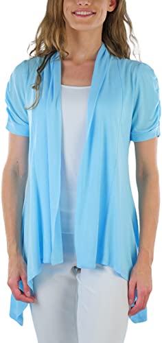 Image of ToBeInStyle Womens Open Front Casual Shrug Lightweight Layering Cardigan Sleeveless or Short Sleeve