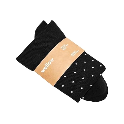 Image of Wide Calf Compression Socks for Men & Women, 18-25 mmHg Made with Viscose from Bamboo, Nurses & Pregnancy Support, Relieves Swelling, Knee High, XL, Black - Dots