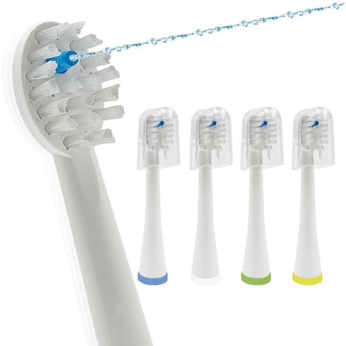 Cabezales de repuesto para cepillo de dientes Waterpik, Compact,con fundas, 4 unidades, blanco, Waterpik Sonic-Fusion (modelos: SF-01, SF-02, SF-03, SF-04 Series)