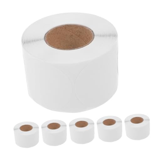 FUNOMOCYA 6 Rolls 巻 白丸型 自己粘着密封シール 巻 強粘着 丸ラベル 封筒 包装 郵送用 多用途ラウンドステッカー 人 業務用