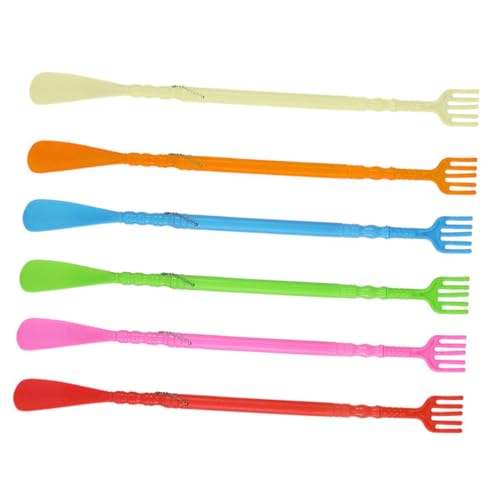 FOMIYES 6 piezas Calzadores de Mano Extremos con Función Masajeadora y Rascador de Espalda Plástico Práctico para Facilitar Calzado y Aliviar Picazón