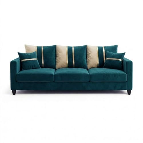 Image of Jester Plush Comfort Sofa | 3 Seater | Luxury Velvet Suede Fabric | Modern Living Room Sofa | Green Teal