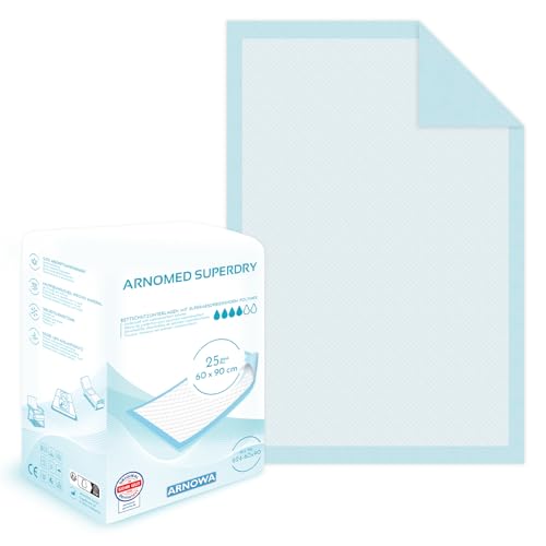 25x ARNOMED empapador incontinencia desechable Ligero, empapador Absorbente 60x90cm, Cambiador bebé desechable, empapador 5 Capas celulosa Cama para incontinencia, empapador Cama desechable
