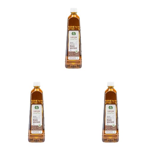 Image of S Siddhagiri's SATVYK THE HEALTH re STORE Wood Pressed Black Mustard Oil (Set of 5-5Ltr) - Unrefined | Mustard Oil for Cooking | Kachi Ghani Sarso Oil | Sarso Cooking Oil (Pack of 3)