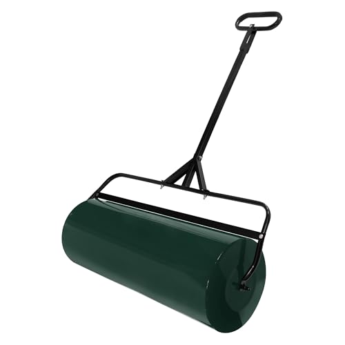 ECD Germany Rouleau à Gazon en Acier, Vert, Remplissable par Eau ou Sable, Capacité 63 litres, Largeur 90 cm, Diamètre 30 cm, Compacteur Manuel avec Racleur...