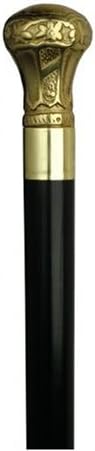 Walking Cane-Regal Brass Knob Handle. Black, This Walking Stick Cane Has A Hardwood Shaft And 36 Inches Long Of Height. This Walking Aid Has A Weight Capacity Of 250 Pounds .