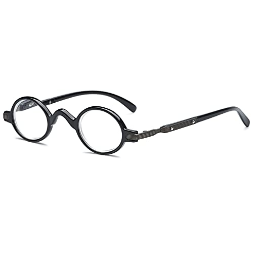 VEVESMUNDO Lesebrillen Herren Damen Retro Runde Klassische Vollrandbrille Arbeitsplatzbrille Vintage Klar Lesehilfe Sehhilfe Brillen mit Sehstärke (1 Stück Schwarz Lesebrille, 1.0) Cover