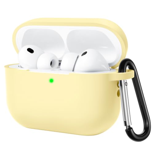Lerobo for AirPods Pro 3 Case Cover, Durable Protective Silicone Cover Compatible with Apple AirPods Pro 3rd Generation Case 2025 for Women,Cover Accessories with Keychain,Led Visible,Cream Yellow by Lerobo - Used condition - US$6.67