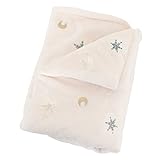 (ケラッタ) ふわもこイブル ベビー ブランケット 冬 赤ちゃん 上質フランネル生地 ひざ掛け 毛布 お昼寝 保育園 小さめ 70×100cm (雪と月)