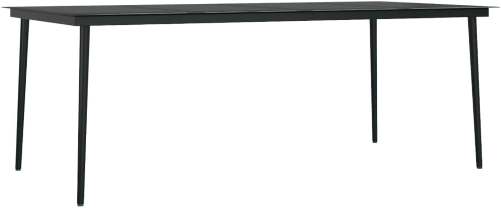 Patio Dining Table ,Leisure Table,Reading Table,Dining Tables,Snack Tables,Display Tables,Party Tables,Garden Tables,Game Tables,for Camping,Picnic,Party,Lawn, Black 31.5"x31.5"x29.1" Steel and Glass