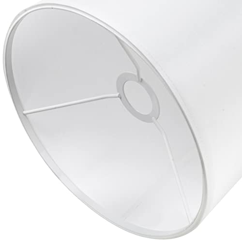 Set Of 2 Double Medium Lamp Shades, White Drum Lamp Shade For Table Lamp And Floor Light, Fabric Natural Linen Handmade, 8X10X8.5 Inch, Spider (White) #TOP5