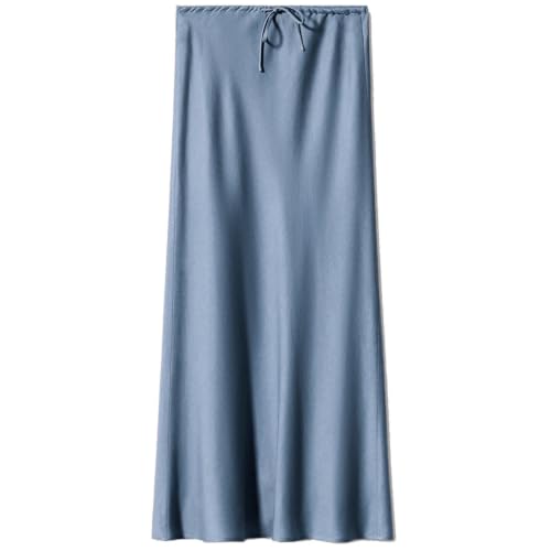 Jupe longue en satin à taille haute et lacets pour femme