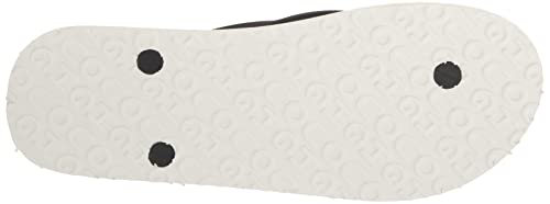 HUGO Mens Script Logo Stripe Print Flip-Flop, Bright Alabaster/Darkest Black, 6 US4