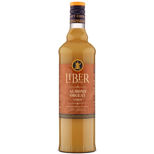 Liber & Co. Almond Orgeat Syrup (25.35 oz) - Craft Cocktail Mixer Made with California Almonds & Orange Blossom Water - Makes 34-50 Cocktails - Essential for Authentic Mai Tais, Tiki Drinks, and Coffee