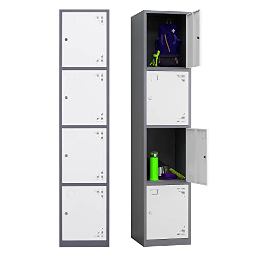 Metal Storage Lockers, 4 Door Large Locker For Employees, School, Gym, Home Office Storage Cabinet With Keys #TOP9