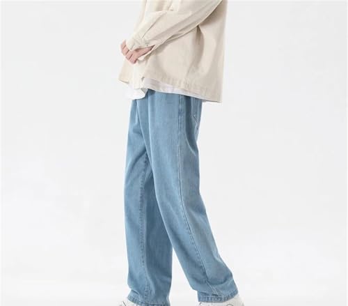 Mens Jeans Casual Ankle-Length Classic Straight Denim Wide-Leg Pants Comfortable Streetwear Trousers3