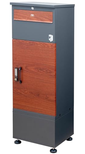 【ルスネコボックス】 Premium 宅配ボックス デジタルキー 電子キー 選べるポスト一体型タイプ or 複数投函タイプ 大容量 防水 戸建て用 屋外 大型 (ポスト一体型専用ベースセット（チャコール）)