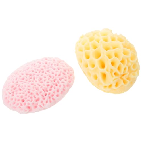 Healeved Esponjas de Baño para Ducha 2 Unidades Esponja de Panal Suave y Exfoliante Corporal Color Naranja y Amarillo Ultra Suaves para Limpieza Profunda y Cuidado Piel