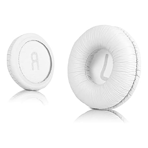 Universal Replacement Ear Pads for Sony MDR-ZX110/MDR-ZX330BT/V150; JBL Tune 600bt/T500BT/T450BT The Headphone Earpads Only Suitable For 70mm Diameter Headphone Cover, by Krone Kalpasmos-Thicker White Cover