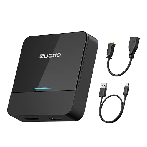 ZUCWO Adaptador CarPlay sem fio e TV Mate para carro, compatível com conversor HDMI de vídeo para TV Stick/Game Machine, multimídia 2 em 1 CarPlay HDMI para carros com CarPlay com fio de fábrica de