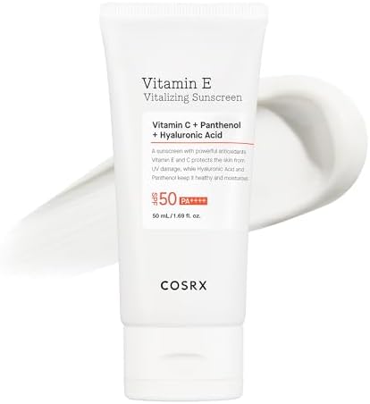 COSRX Daily SPF 50 Vitamin E Vitalizing Korean Sunscreen for Face, UVA&UVB Protection, Lightweight, No White Cast for All Skin Tones, Non-Greasy Semi Matte Finish, Korean SkinCare