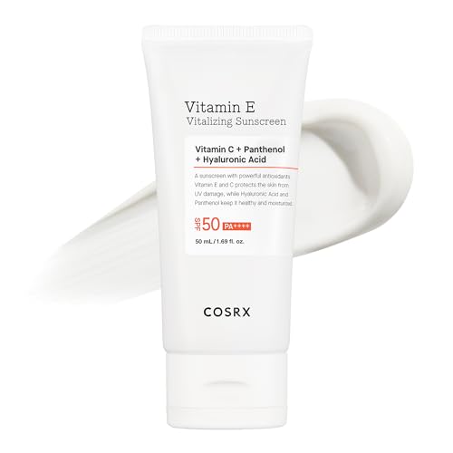 COSRX Daily SPF 50 Vitamin E Vitalizing Korean Sunscreen for Face, UVA&UVB Protection, Lightweight, No White Cast for All Skin Tones, Non-Greasy Semi Matte Finish, Korean SkinCare