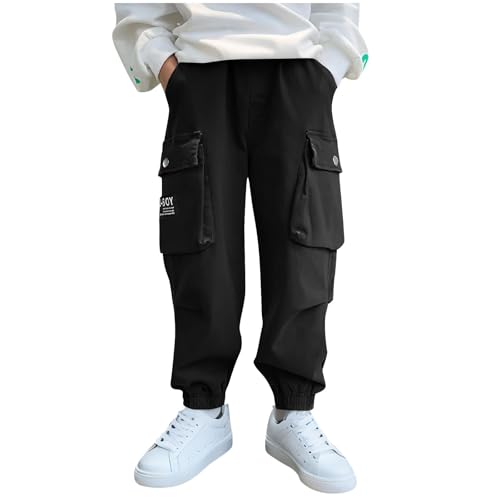 Boys Twill Cargo Pants Fashion Letter Print Boys Girls Hip Hop Joggers Streetwear Preppy Cute Sweatpants Straight Leg