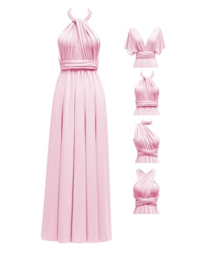 Flybridal Maxi Infinity Bridesmaid Wedding Guest Dress Blush Pink Plus