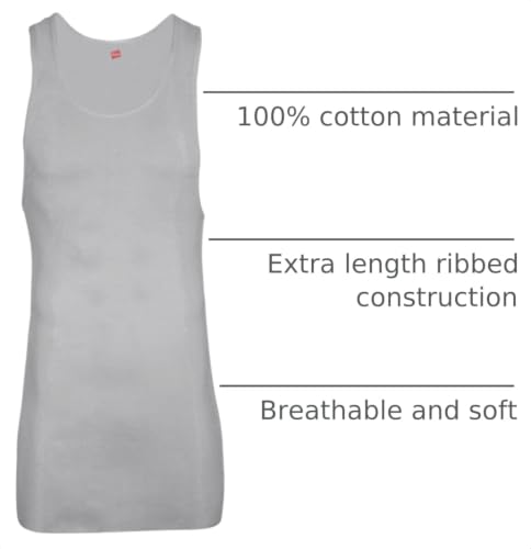 Image of Hanes Men's Tall 100% Cotton Ribbed Tank Tagless Undershirts, Multipack