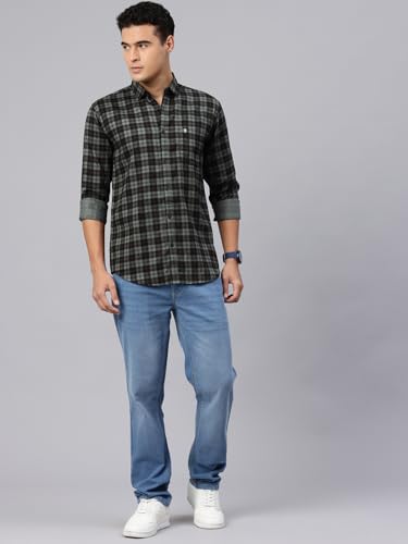 Image of Majestic Man Men Small Checkered Slim Fit Cotton Casual Shirt