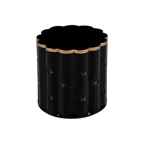 Jaye's Studio Decorative Pot for Plants Indoor & Outdoor Plants Bamboo Planter, Floor Plant Pot Metal & Gold Flower Pot Black Round Planter, Circular Planter Cachepot, Black Ribbed Planter Pot (4”) Cover