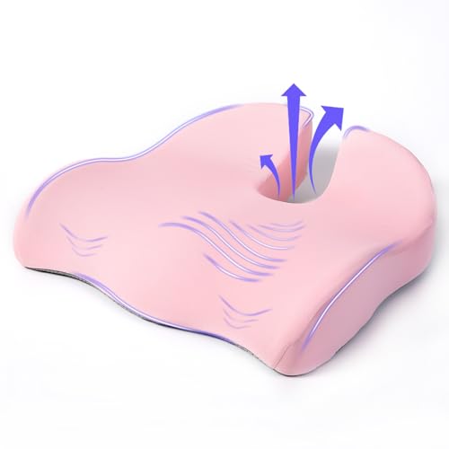 Ergonomic-Seat-Cushion-Office-Chair-Cushion-for-Sciatica-Support-Pink Ergonomic Seat Cushion, Office Chair Cushion for Sciatica Support, Pink - Image 1