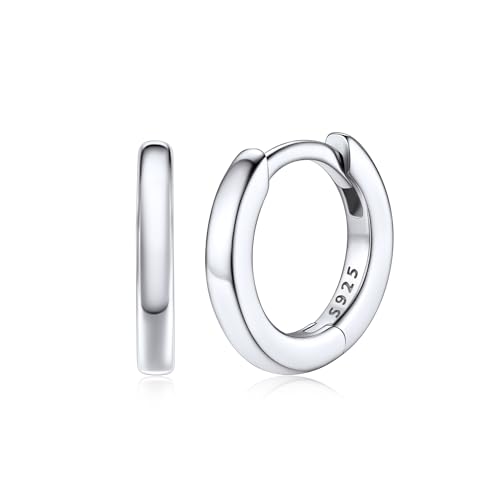 Silvora Petit Créoles Argent Femme 8mm Boucle d'Oreille Mini 925 Anneau Zirconium Blanc Vintage Mignon Bijoux Cadeau Enfant Fille Copine Soeur Mariage Noël...