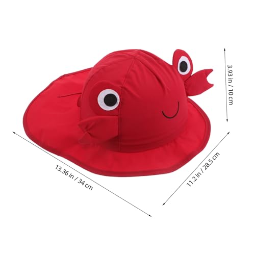 VALICLUD Outdoor UV Protection Sun Hat with Wide Brim for Boys Quick Dry Lightweight Crab Design for Beach Hiking Pool Play Ages Red2