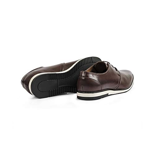 Sapato Casual Masculino Derby Couro Legítimo Perfurado England Reverso - 1105 - Tabaco Cor:Marrom;Ta