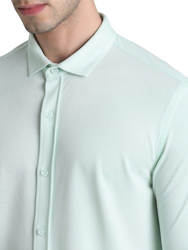 Image of Jack & Jones Men's Cotton Solid Slim Fit Spread-Collar Casual Shirt